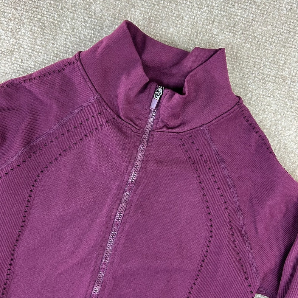 Fabletics Jacket Womens Large Purple Textured Slim Fit Thumbhole Sleeve Full Zip